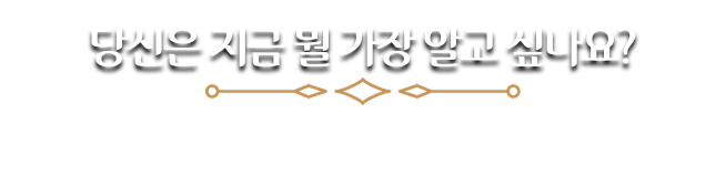 당신은 지금 뭘 가장 알고 싶나요?