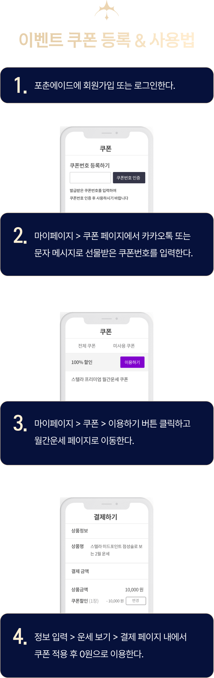이벤트 쿠폰 등록 및 사용법